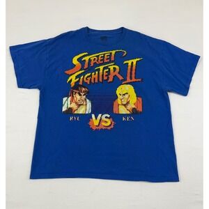 Street Fighter II Ryu vs Ken Graphic T-Shirt Blue Mens XL Capcom Gaming Giant